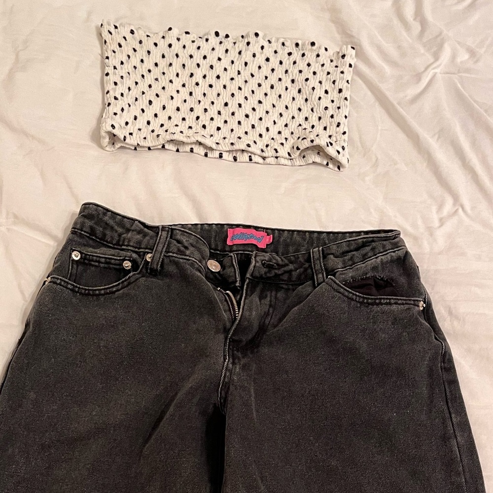 edikted black washed baggy jeans